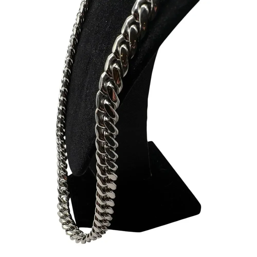 STEELTIME Thick Cuban Link Chain with Simulated Diamonds Clasp Necklace NWT